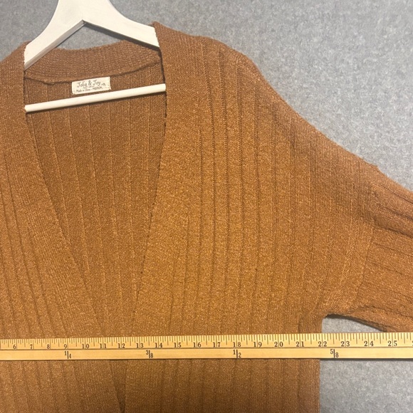 Jolie & Joy Cozy Open Front Oversized Ribbed Drop Sleeve Cardigan M Camel - Picture 8 of 12
